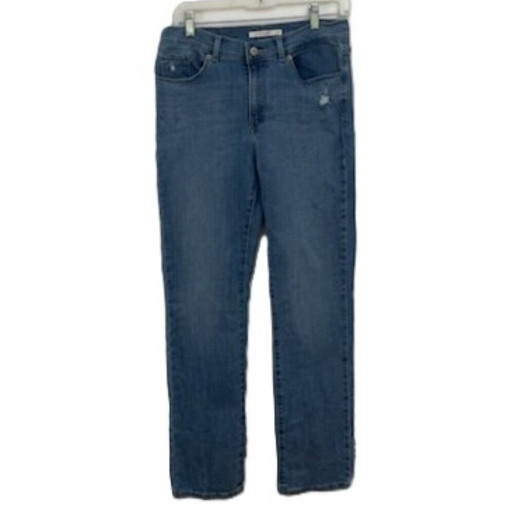 Levis Blue Denim Jeans Classic Straight‎ Women's Sz 8 Distressed